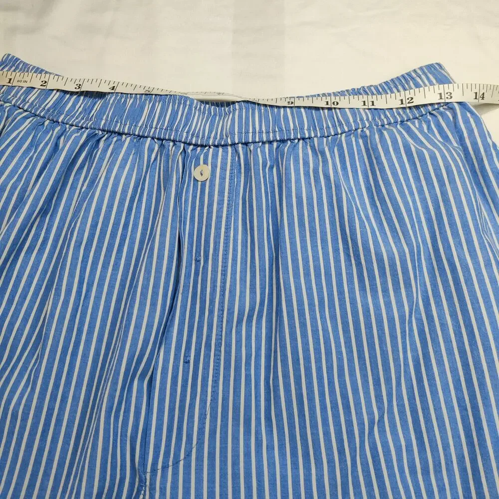 Anthropologie Boxer Pajama Style Pants Blue Stripe Medium Preppy Loungewear